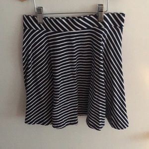 navy striped skater skirt